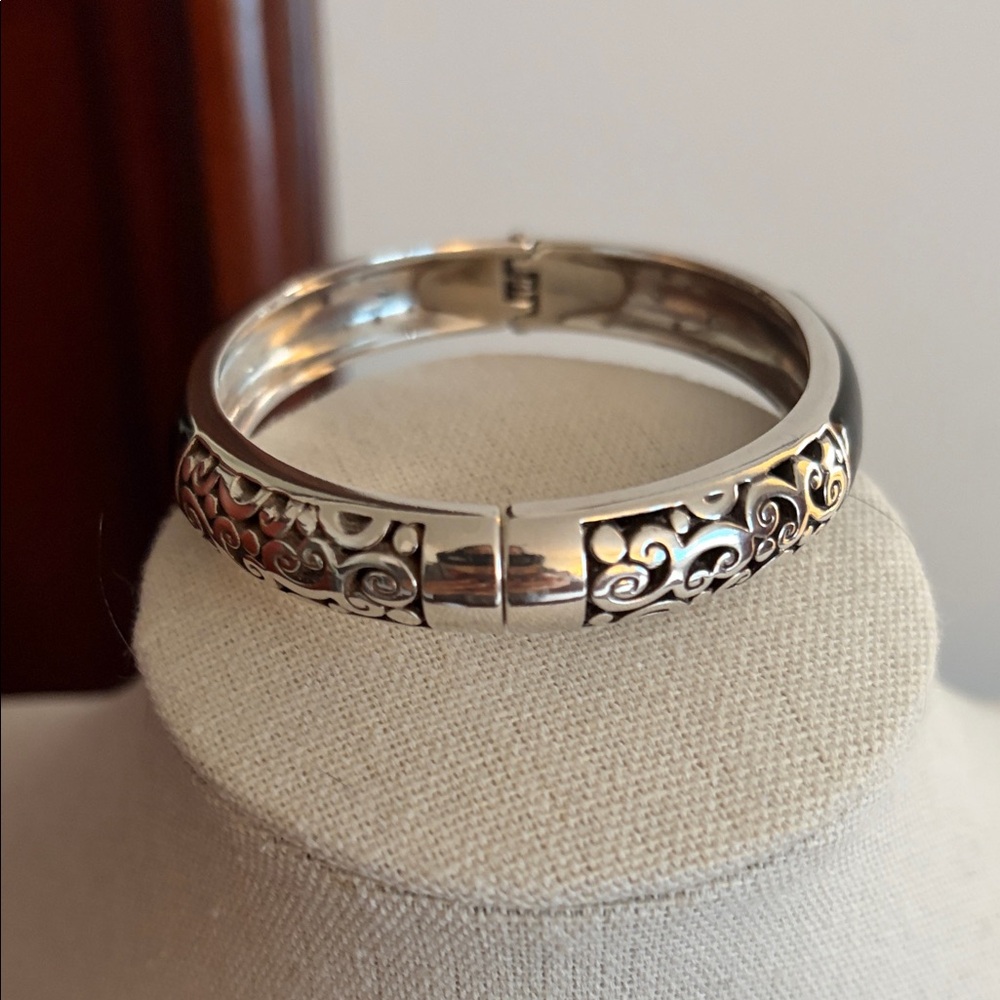 Brighton Silver and Black Enamel Clamper Bracelet #505 - Picture 2 of 9